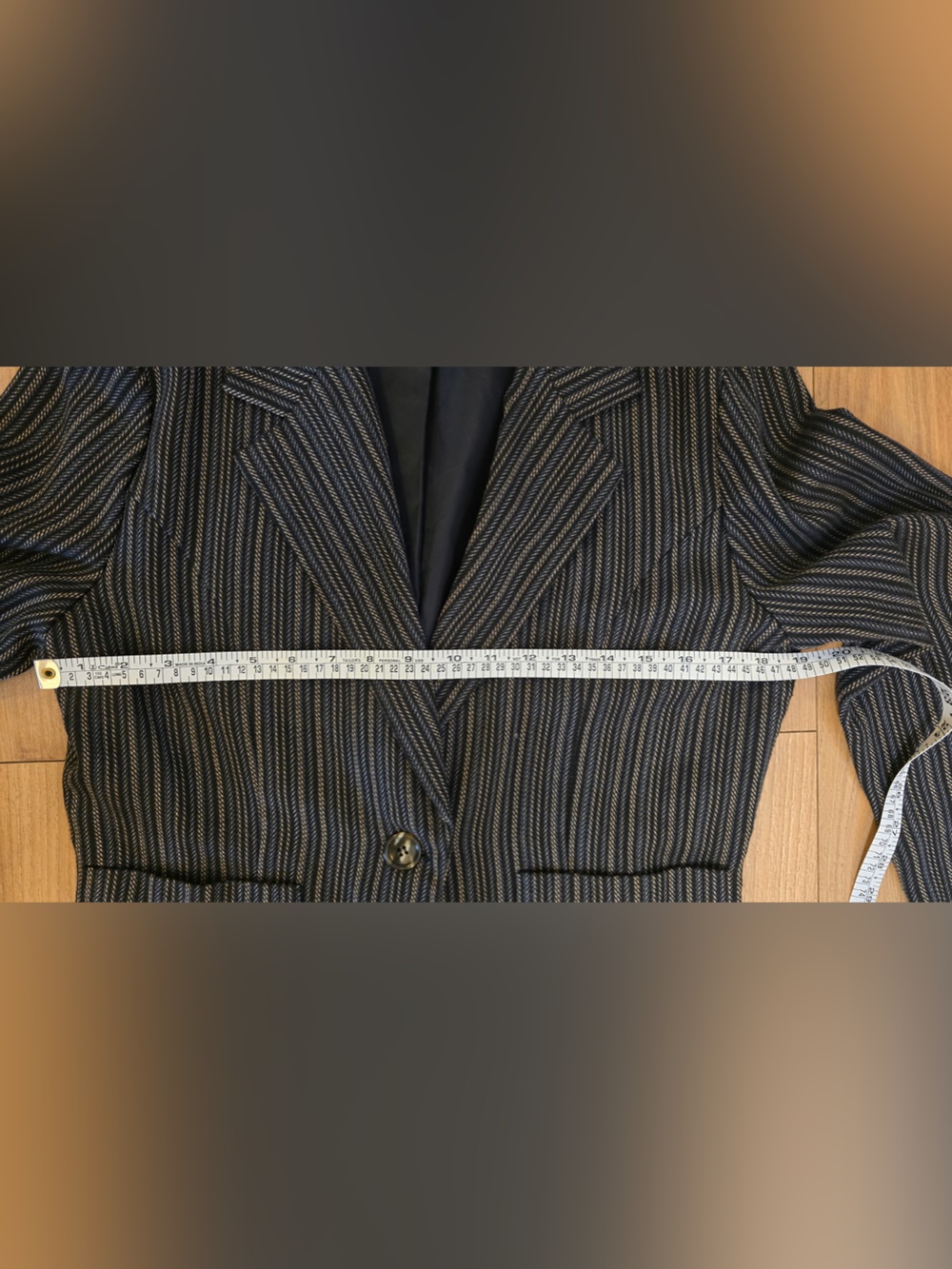 Monroe & Main Herringbone Oversized Blazer Jacket Size 8 Brown Black Stripe - Picture 6 of 9